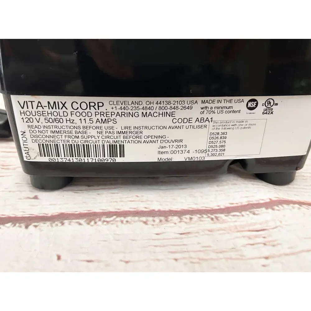 VITAMIX 5200 SERIES VM0101 Blender Motor Base Only Vita Prep Heavy Duty Black